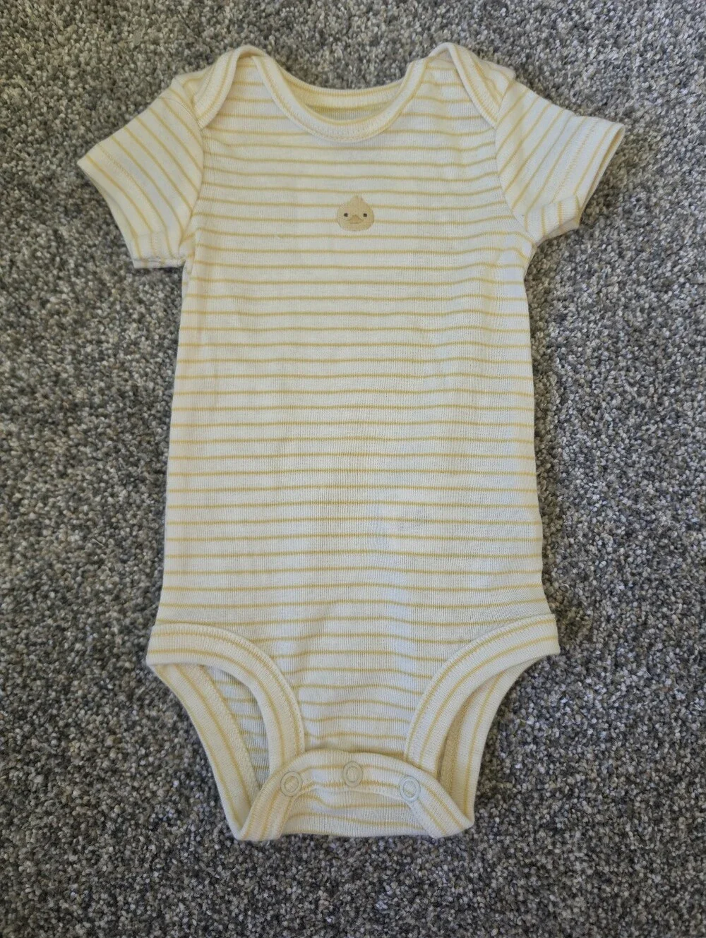 Carter's Cream Hooded Zip Jacket, Striped Bodysuit & Duck Embroidered Pants Set